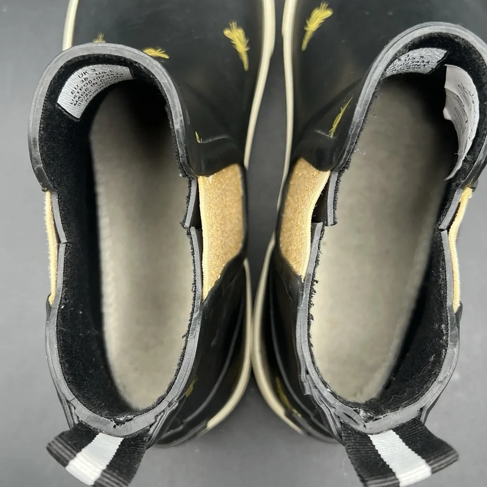 Joules Rainwell Wellington Boots Women's Black Gold Bee Waterproof Size US 5